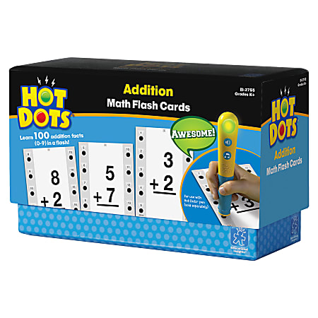 Educational Insights® Hot Dots® Math Flash Cards, Addition, Facts 0-9, Pre-K - Grade 8, Pack Of 650