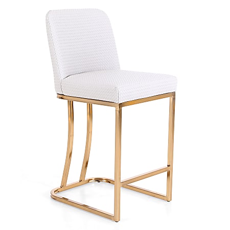 ALPHA HOME Faux Leather Counter Height Bar Stool With Back