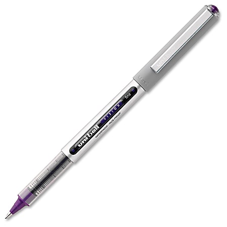 Uni-Ball Vision Fine Rollerball Pens - Fine Point Type - 0.7 mm Point Size - Purple Pigment-based Ink - 1 Dozen