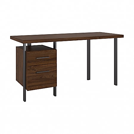 Bush Furniture Architect 60"W Writing Desk With Drawers, Modern Walnut, Standard Delivery