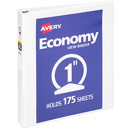 Avery® Economy View 3-Ring Binder, 1" Round Rings, White