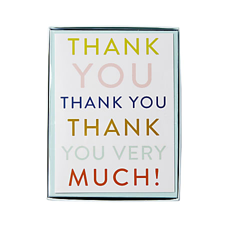 Sincerely A Collection by C.R. Gibson® Side-Fold Boxed Notes, 3 3/4" x 5", Thank You Text, Pack Of 10