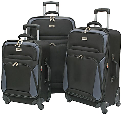 Overland Geoffrey Beene Brentwood 3-Piece Luggage Set, Black