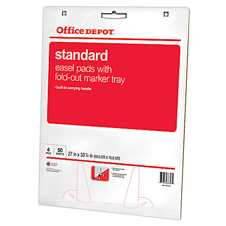 Office Depot® Brand Standard Easel Pads, 27" x 31 1/4", Unruled, 50 Sheets, White, Pack Of 4