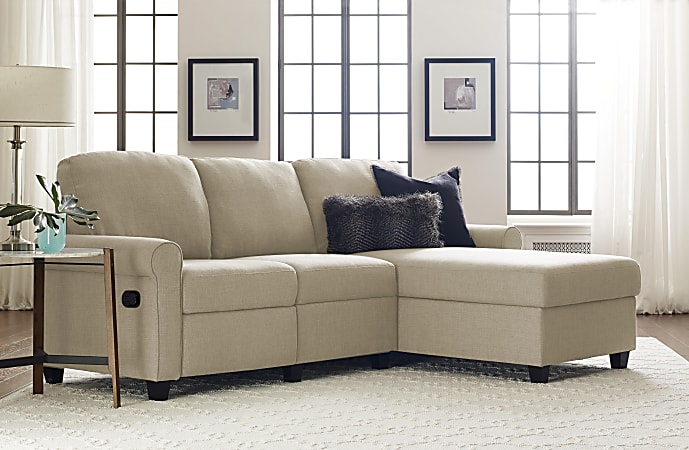 Serta® Copenhagen Reclining Sectional With Storage Chaise, Right, Beige/Espresso