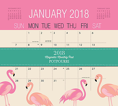 Orange Circle Studio™ Monthly Magnetic Calendar Pad, 8 1/2" x 9 5/8", Potpourri, January to December 2018