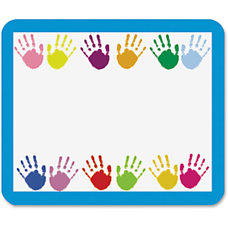 Carson Dellosa Education Grades PreK-5 Handprints Name Tags - 3" Width x 2 1/2" Length - Rectangle - Multicolor - 40 Total Label(s) - 40 / Pack