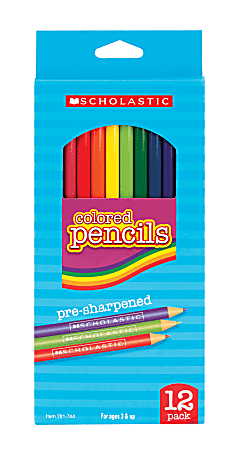 Scholastic® Color Pencils, 3.3 mm, Assorted Colors, Pack Of 12 Pencils