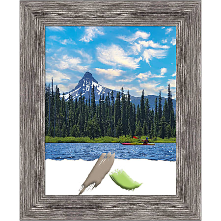 Amanti Art Picture Frame, 14" x 17", Matted For 11" x 14", Pinstripe Plank Gray Narrow