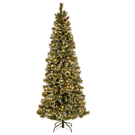 Pre-Lit Glittery Bristle Pine Tree, 7 1/2'H x 44" Diameter, 500 Clear Lights
