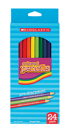 Scholastic Color Pencils, 3.3 mm, Assorted Colors, Pack Of 24