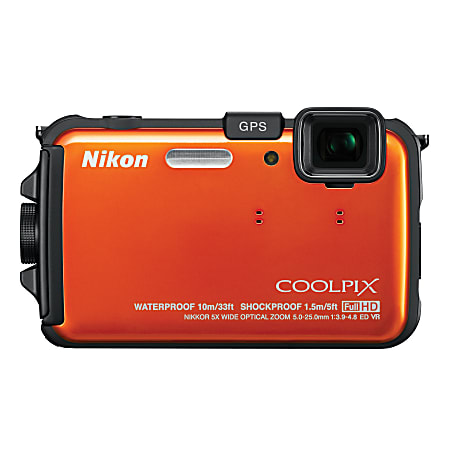 Nikon® Coolpix® AW100 16.0-Megapixel Digital Camera, Orange