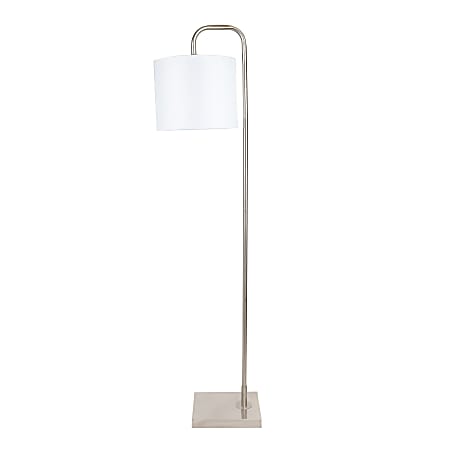 LumiSource Abel Floor Lamp, 62"H, White/Brushed Nickel