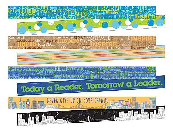Barker Creek Double-Sided Borders, 3" x 35", Inspirational, 12 Strips Per Pack, Set Of 4 Packs