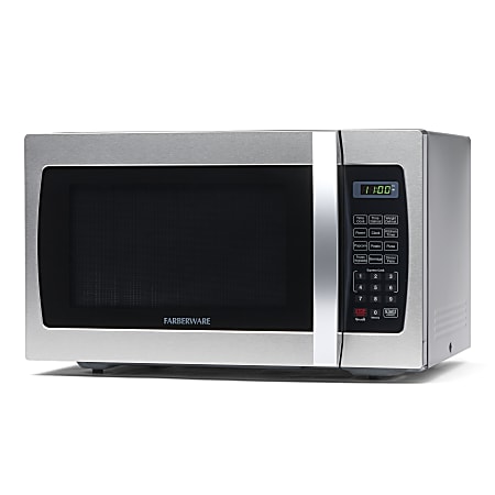 Farberware Professional 1.3 Cu Ft Countertop Microwave Oven, Stainless Steel/Black