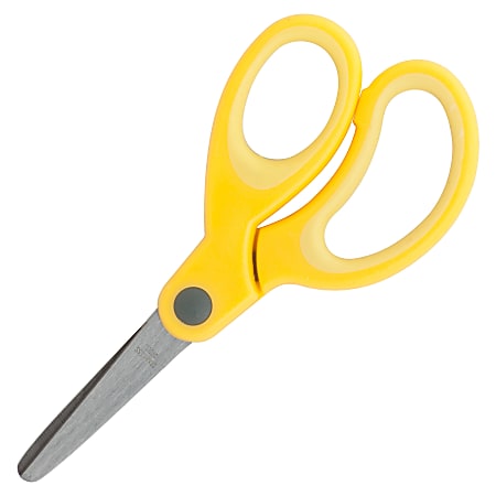School Smart Training Scissors, V-Shaped Blunt Tip, 5 Inches, Yellow