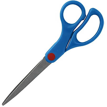 Sparco 7" Kids Straight Scissors - 7" Overall Length - Straight - Stainless Steel - Pointed Tip - Blue - 1 Each