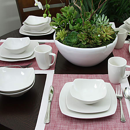 Gibson Home Zen Buffetware 30 Piece Dinnerware Set White Office