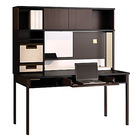 Christopher Lowell Geometrix Desk, 30"H x 60"W x 30"D, Classic Black/Mocha Oak