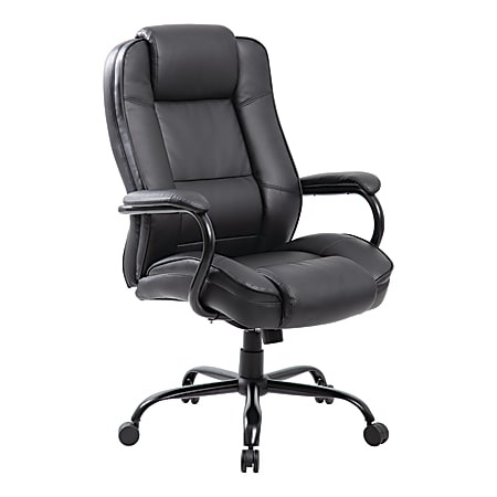 Boss Office Products Heavy Duty Ergonomic LeatherPlus Bonded Leather High  Back Chair Black - Office Depot