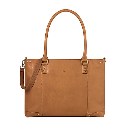 Solo New York Greenwich Tote With 15.6" Laptop Pocket, Tan/Burgundy