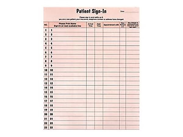 Tabbies Patient Sign-In Label Forms, Salmon, Pack of 125