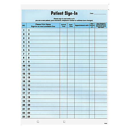 Tabbies Patient Sign-In Label Forms, Blue, Pack of 125