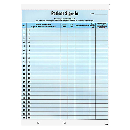 Tabbies Patient Sign-In Label Forms, Blue, Pack of