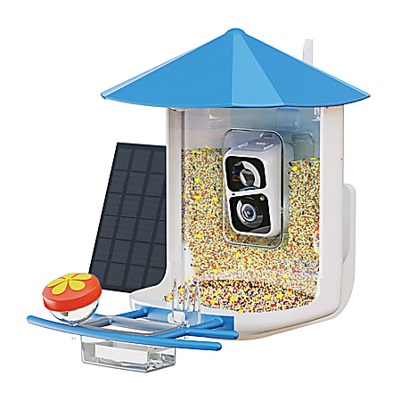 PerchMe™ Smart Bird Feeder With Camera, Azure/White