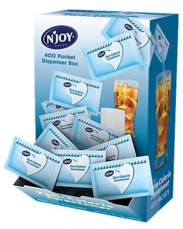 N'JOY® Aspartame Packets With Dispenser, Blue, Box Of 400