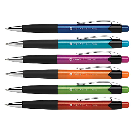 FORAY® Mechanical Pencils, 0.5 mm, Assorted Barrel Colors, Pack Of 6