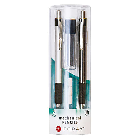 FORAY® Stainless Steel Mechanical Pencil Set, 0.9 mm, Chrome/Silver Barrels, Pack Of 2