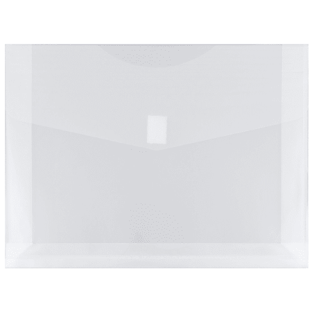 JAM Paper® Plastic Booklet Expansion Envelopes, Letter-Size, 9 3/4" x 13", Hook & Loop Closure Closure, Clear, Pack Of 12