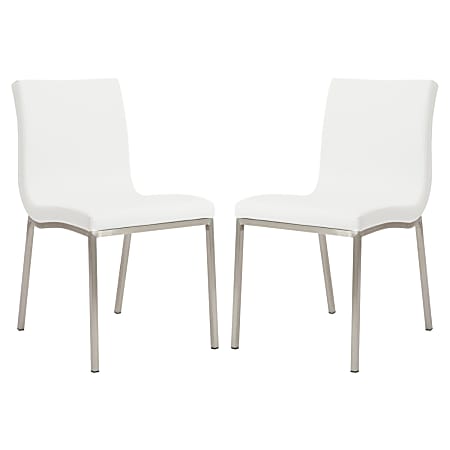 Eurostyle Scott Side Chairs, White/Brushed Steel, Set Of 2 Chairs