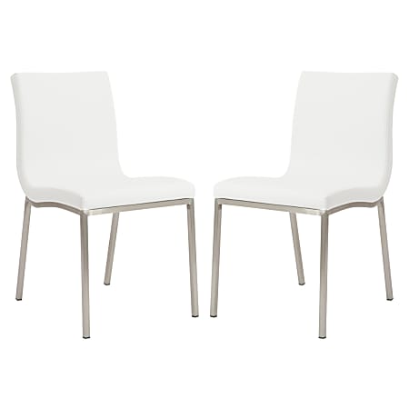Eurostyle Scott Side Chairs, White/Brushed Steel, Set Of 2 Chairs