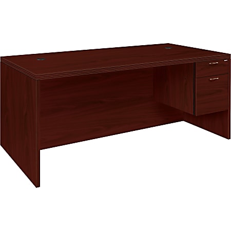 HON® Valido™ Rectangle-Top Right-Pedestal Desk, Mahogany