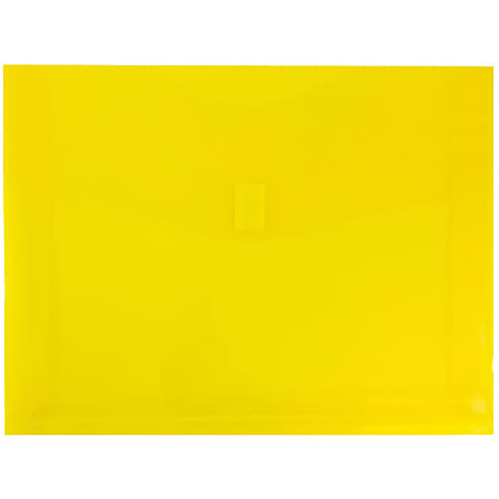 JAM Paper® Plastic Booklet Expansion Envelopes, Letter-Size, 9 3/4" x 13", Hook & Loop Closure, Light Yellow, Pack Of 12