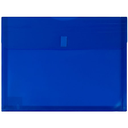 JAM Paper® Plastic Booklet Expansion Envelopes, Letter-Size, 9 3/4" x 13", Hook & Loop Closure, Dark Blue, Pack Of 12