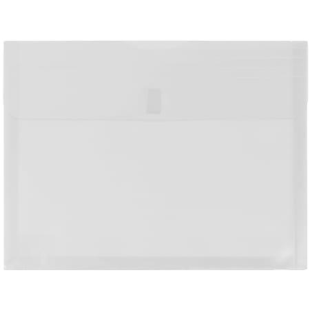 JAM Paper® Plastic Booklet Expansion Envelopes, Letter-Size, 9 3/4" x 13", Hook & Loop, Clear, Pack Of 12