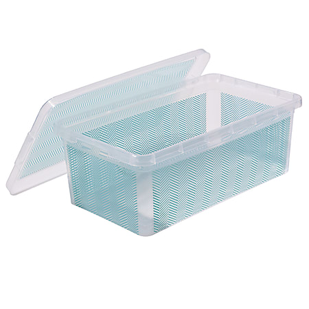 See Jane Work® Storage Box, 4 3/4"H x 7 1/2"W x 13"D, Blue Herringbone