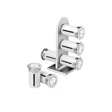 Honey-Can-Do Zero Gravity™ Countertop Magnetic Spice Stand, 7 1/4"H x 9 3/8"W x 3 1/4"D, White/Silver