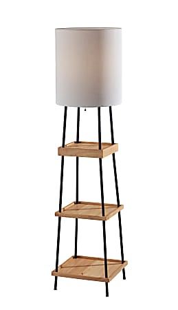 Adesso® Henry AdessoCharge Shelf Floor Lamp, 63-1/4"H, White/Natural/Black