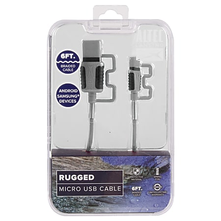 Altec Lansing® Braided Micro USB Cable, 6', Silver