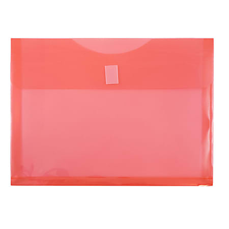 JAM Paper® Plastic Booklet Expansion Envelopes, Letter-Size, 9 3/4" x 13", Hook & Loop Closure, Dark Red, Pack Of 12