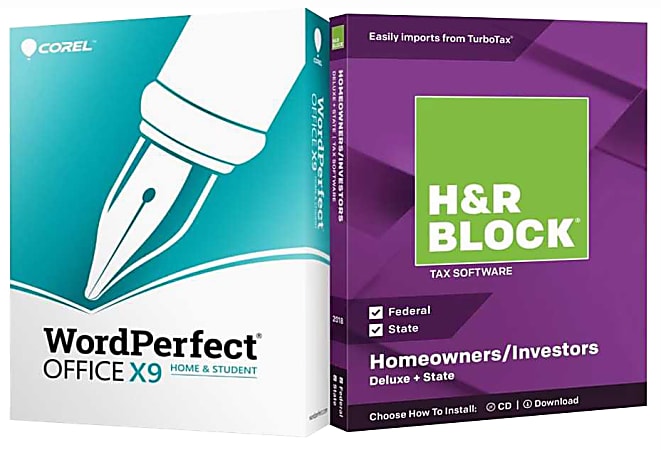H&R Block Tax Software 18 Deluxe + State with WordPerfect Office X9 Home and Student (Windows)
