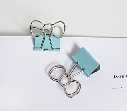 See Jane Work Binder Clips Bow Clips Blue Pack Of 8 Office Depot