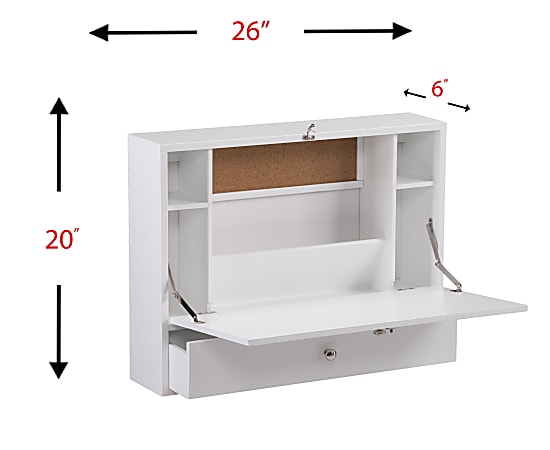 SEI Furniture 26 W Wall Mount Folding Laptop Computer Desk White