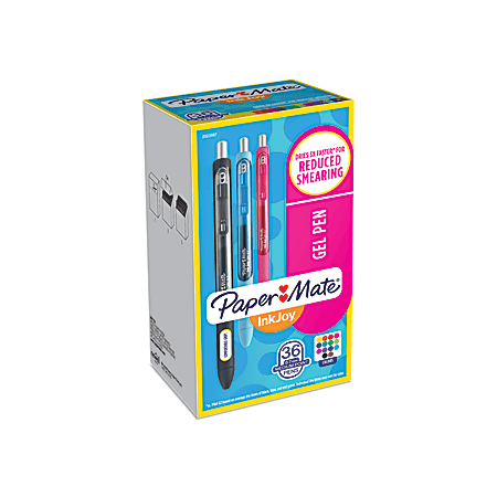 Paper Mate® InkJoy Gel Pens, Medium Point, 0.7 mm, Assorted Colors, Pack Of 36