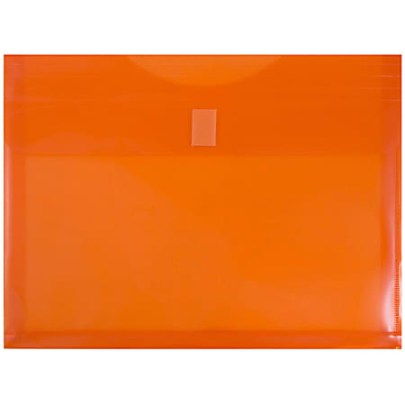 JAM Paper® Plastic Booklet Expansion Envelopes, Letter-Size, 9 3/4" x 13", Hook & Loop Closure, Light Orange, Pack Of 12