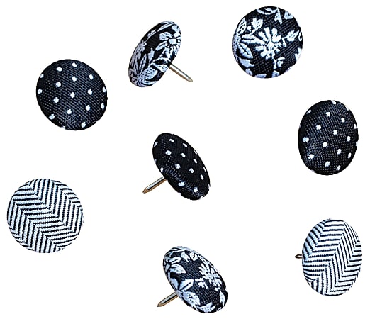 See Jane Work® Fabric Pushpins, Black, Pack Of 8